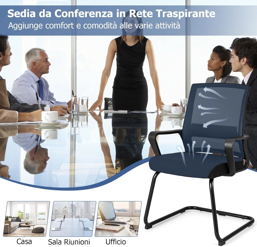 Sedie Sala d'Attesa con Braccioli, Poltrona da Ufficio con Struttura in Metallo, Sedia Imbottita Senza Ruote, per Ospiti per Ufficio Riunioni Conferenza, 62 x 59 x 94 (1)