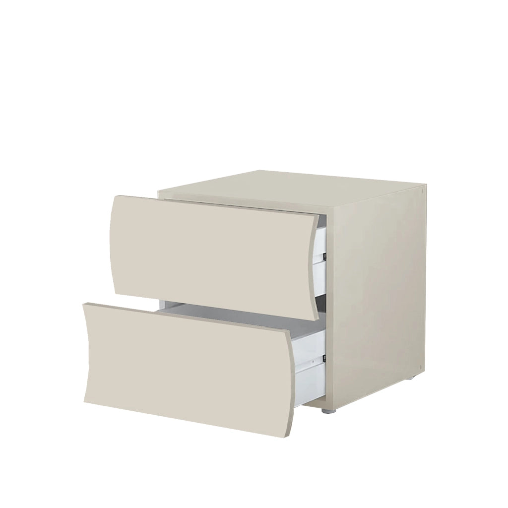 Comodino 2 Cassetti Onda 50x40x41,3 cm Finitura in Melamina Cachemire