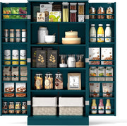 Credenza da cucina con 2 ante armadio da cucina moderno con 16 ripiani regolabili, dispositivo antiribaltamento, per sala da pranzo, soggiorno, 60 x 40 x 120 cm (verde scuro)