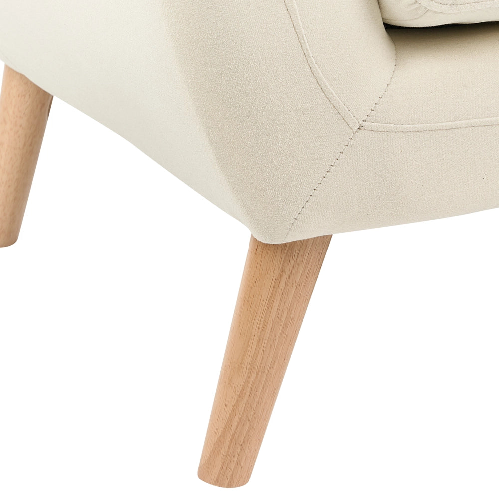 Divano 3 posti tessuto imbottito beige chiaro soggiorno minimalista scandinavo moderno