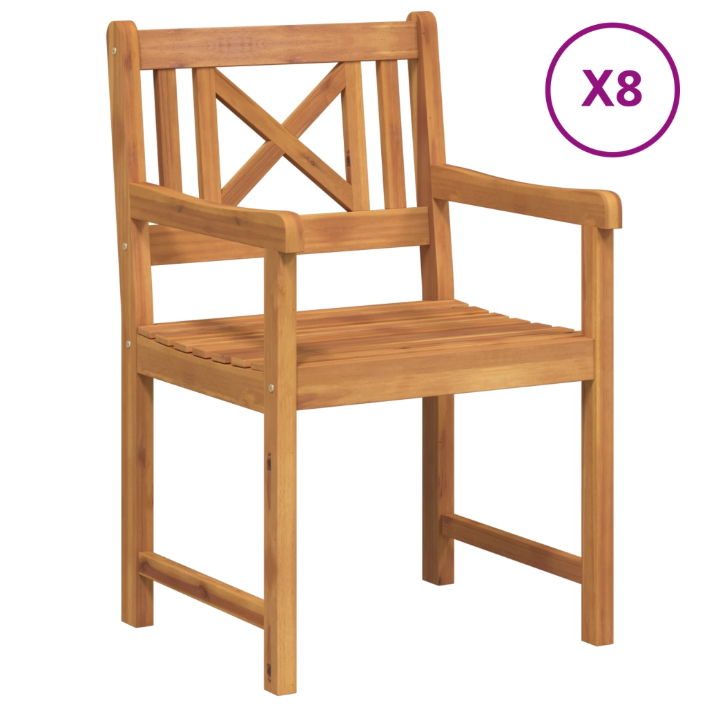 Sedie da giardino  8 pz 56x55.5x90 cm Legno massello di acacia