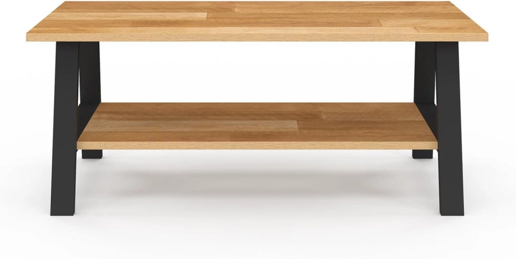 Tavolino rettangolare MADELEINE 100 cm doppio piano legno e nero