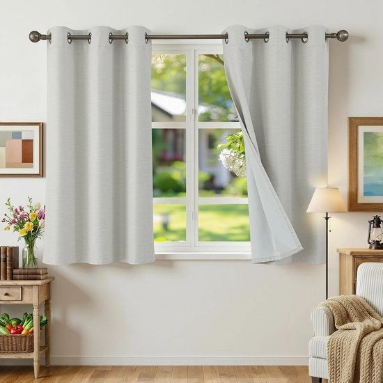 Velo di tenda 100% - Termoisolante - Tende con occhielli - 2 pezzi - 90 x 120 cm - Decorazione per camera da letto/sala da soggiorno