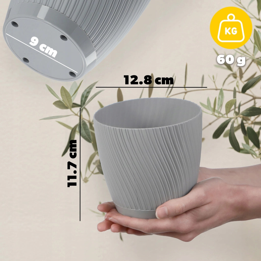 Vaso da fiori KADAX con supporto, coperchio, ciotola rotonda, 13 cm, grigio