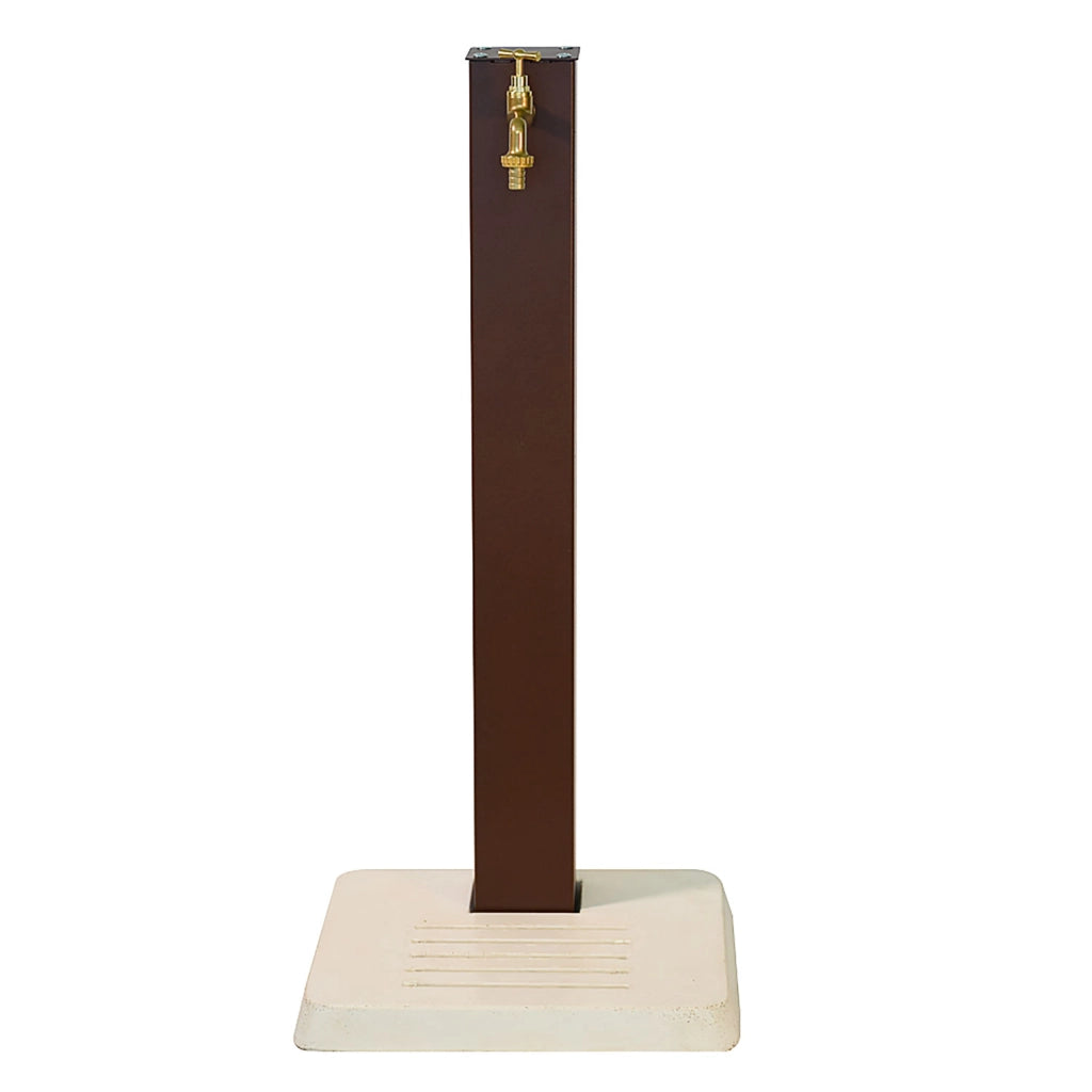 Fontana Decorativa da Esterno con Base in Cemento e Rubinetto in Ottone 45x45x97cm Effetto Corten