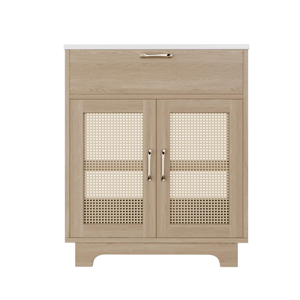 Mobile Sottolavabo con Lavabo in Ceramica ¨C MINIMAL ¨C Naturale, Ante Soft-Close, Cassetto, 76x46x88