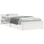 Letto singolo | Letto per adulti | Giroletto Bianco in Legno Massello 90x190 cm Single