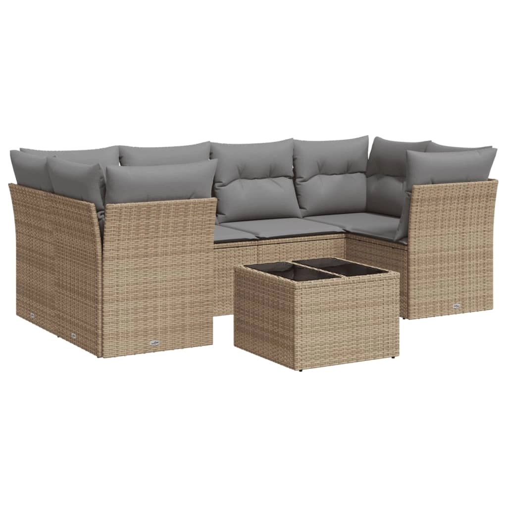Set Divani da Giardino 7 pz con Cuscini Beige in Polyrattancod mxl 87065