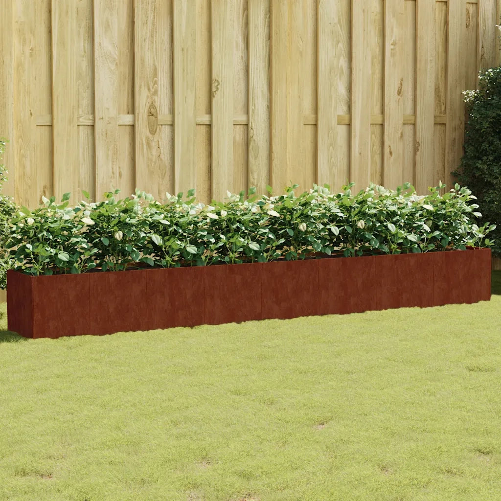 Fioriera Rialzata da Giardino 360x40x40 cm in Acciaio Corten