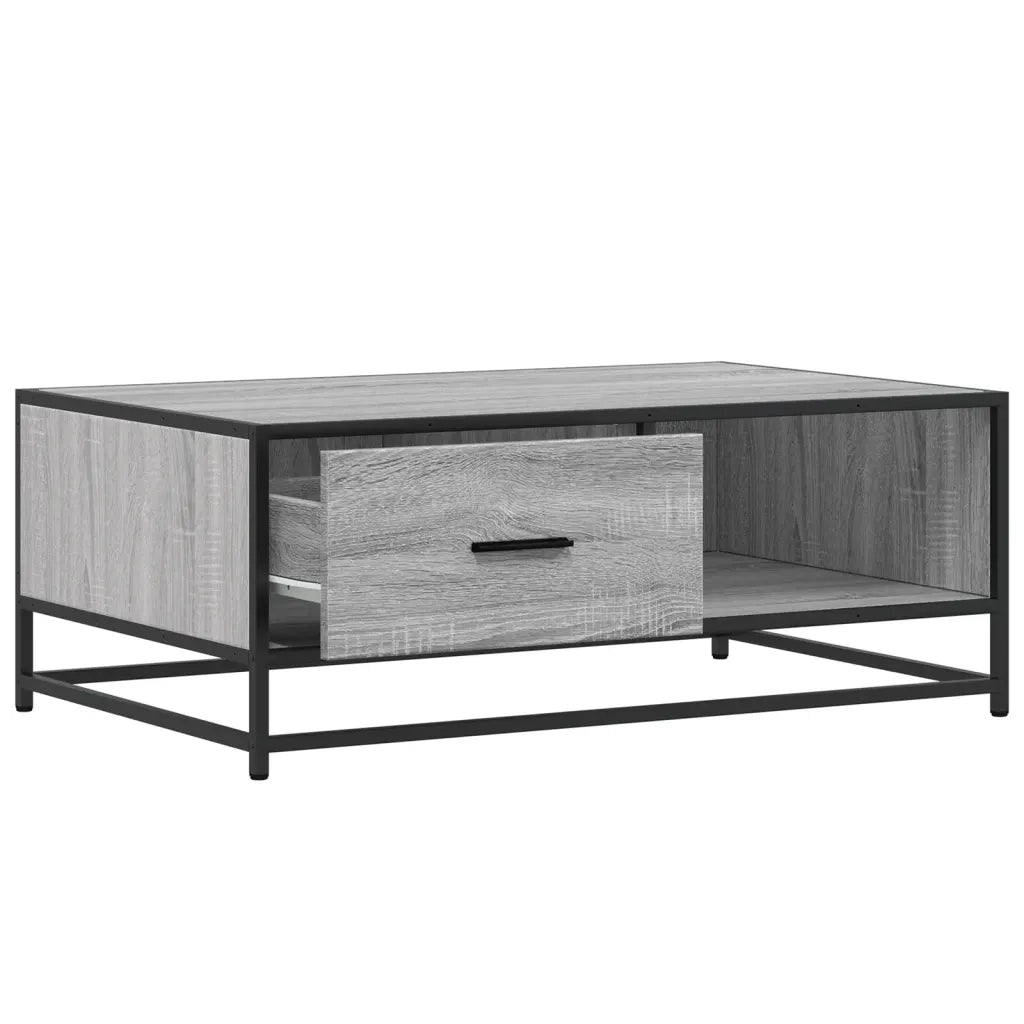 vidaXL Tavolino Grigio Sonoma 90x57x35 cm Legno Multistrato e Metallo