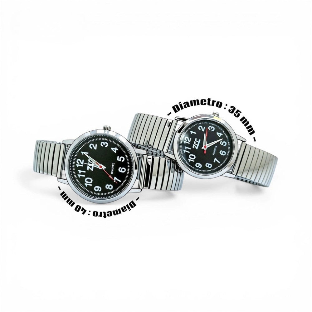 Trade Shop - Orologio Da Polso 35 Mm Acciaio Silver Leggero Quadrante Chiaro Leggibile -