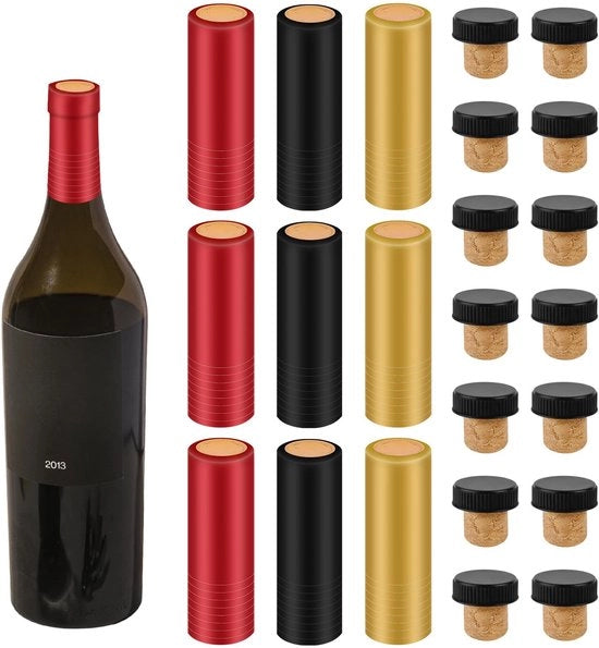 Wijnsluiter a forma T per 60 bottiglie - Tappi in PVC - Copertura nera in plastica - Ideale per cantine e uso domestico - Adatto per bottiglie di vino