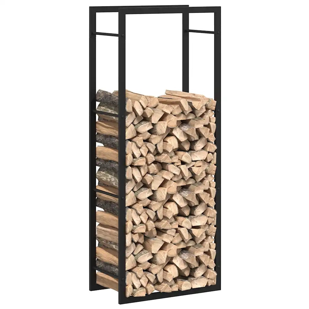 Portalegna Nero Opaco 50x28x132 cm in Acciaio 350306