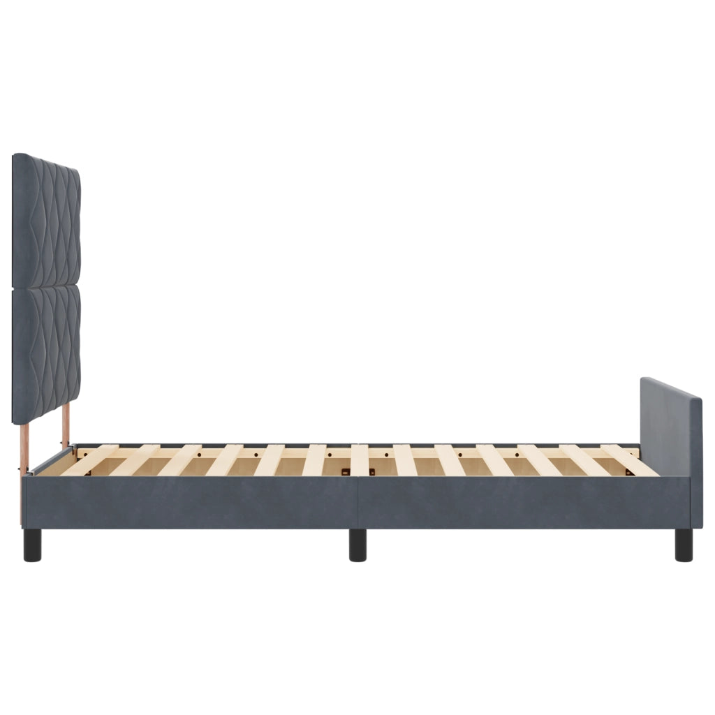 Struttura del Letto in Velluto Grigio Scuro 90x200 cm
