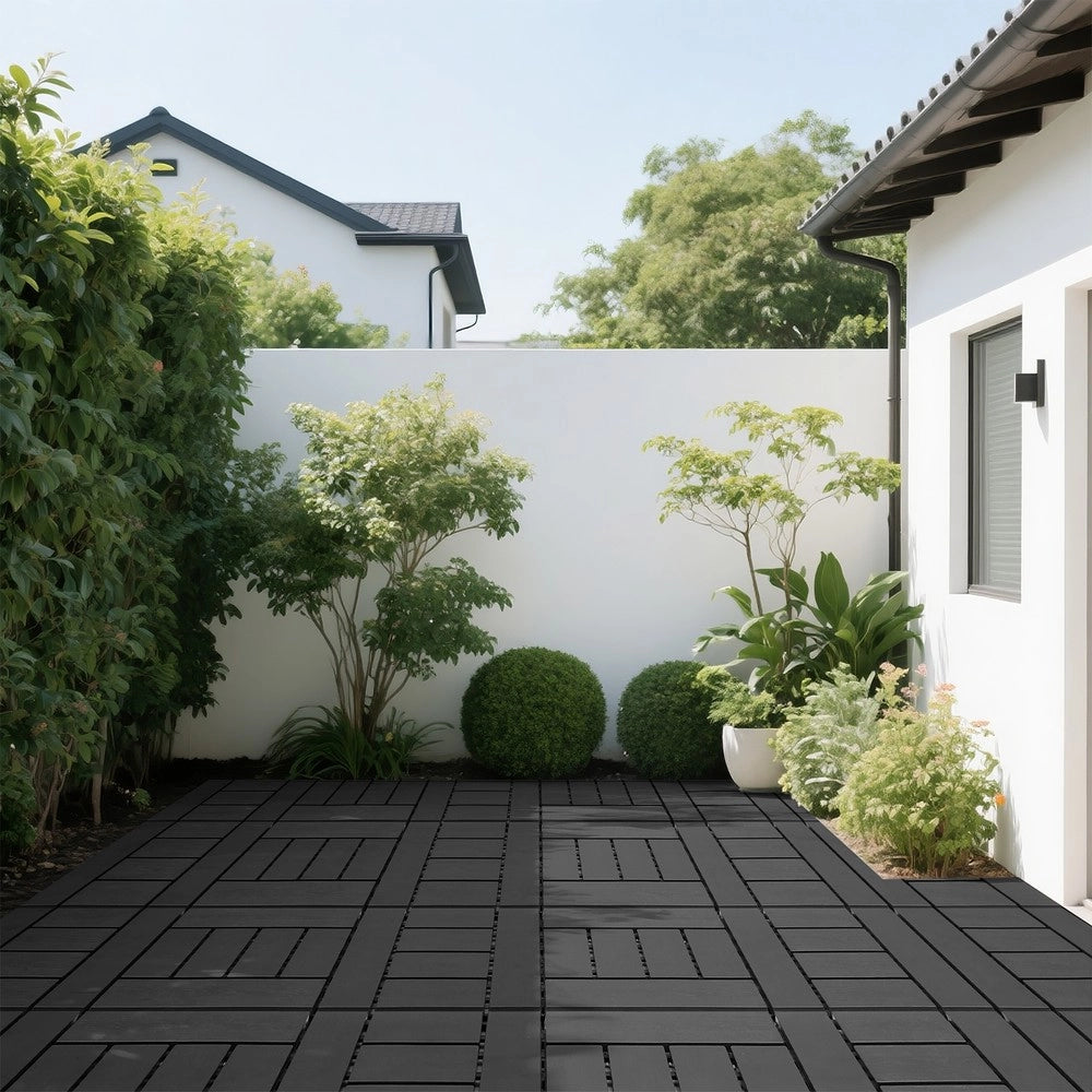Piastrelle da Pavimento Interlocking per Esterni ¨C MINIMAL ¨C 44 pcs, Grigio Scuro, Balcone e Terrazza
