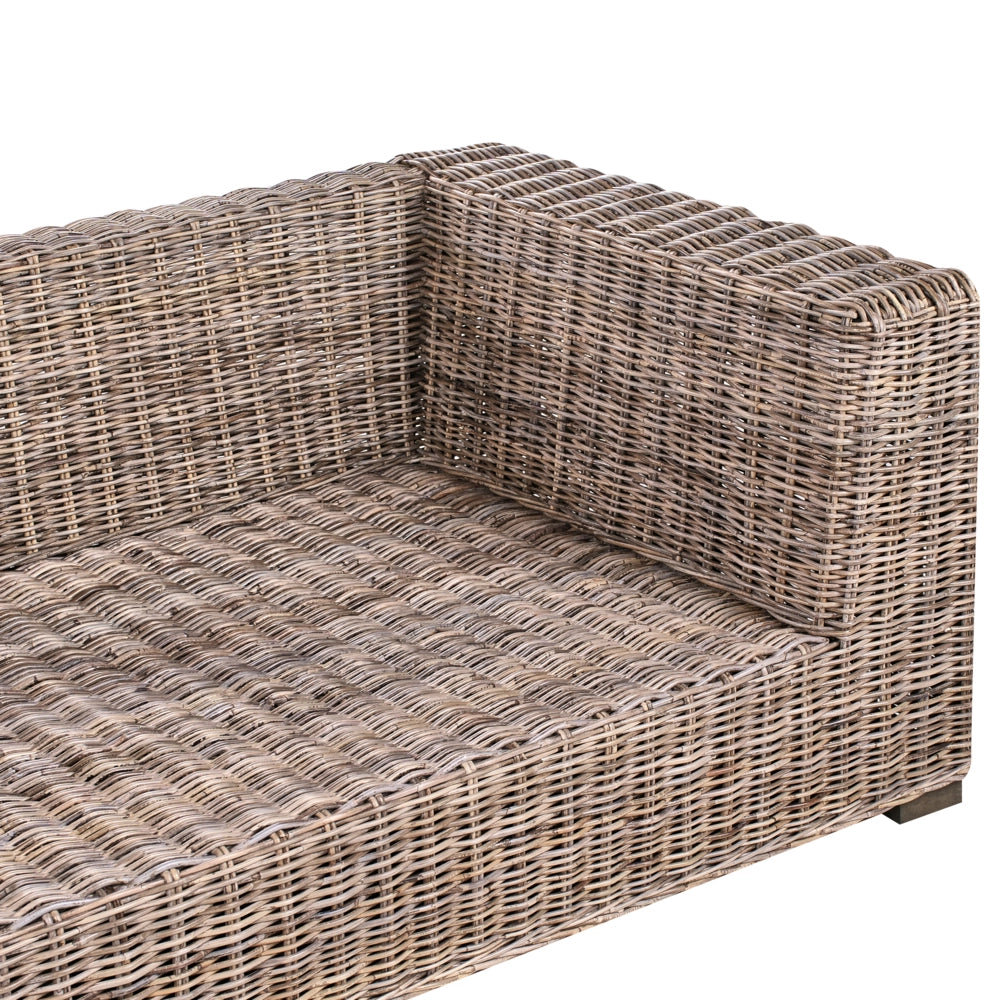 Divano ad angolo da giardino in rattan naturale 3 posti in vimini intrecciato Stile tradizionale