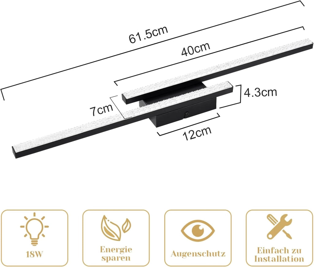 ZMH Lampada da soffitto plafoniera LED 12W nera metallo cristallo luce calda per camera letto corridoio cucina soggiorno