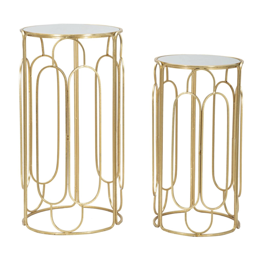Set di Tavolini VKH555, Oro, Metallo, 36,5x36,5x70 cm