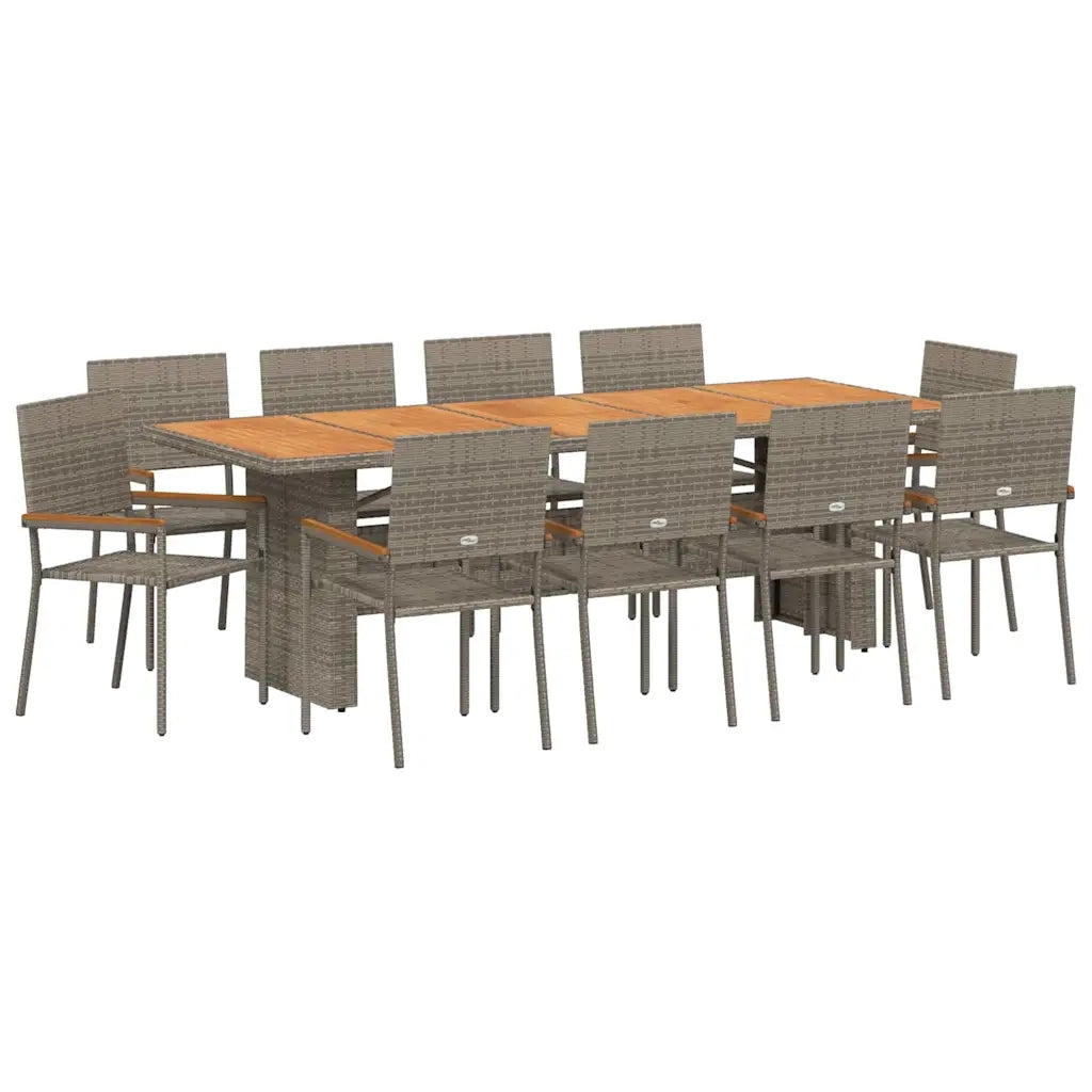 Set da Pranzo per Giardino 11 pcs Grigio polyrattan 3365423