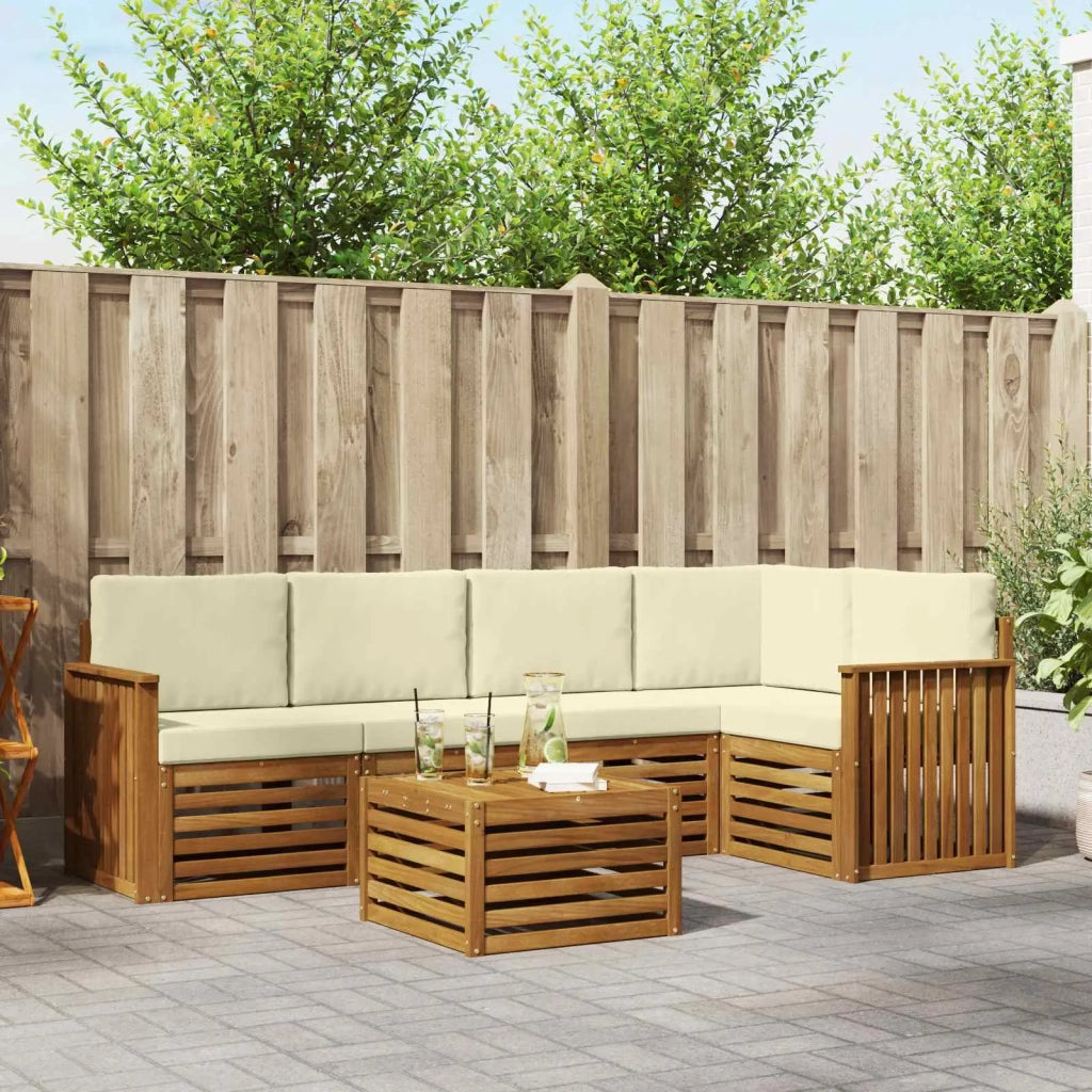 Set divano sezionale con cuscino 6 pcs Naturale e Crema 3374845