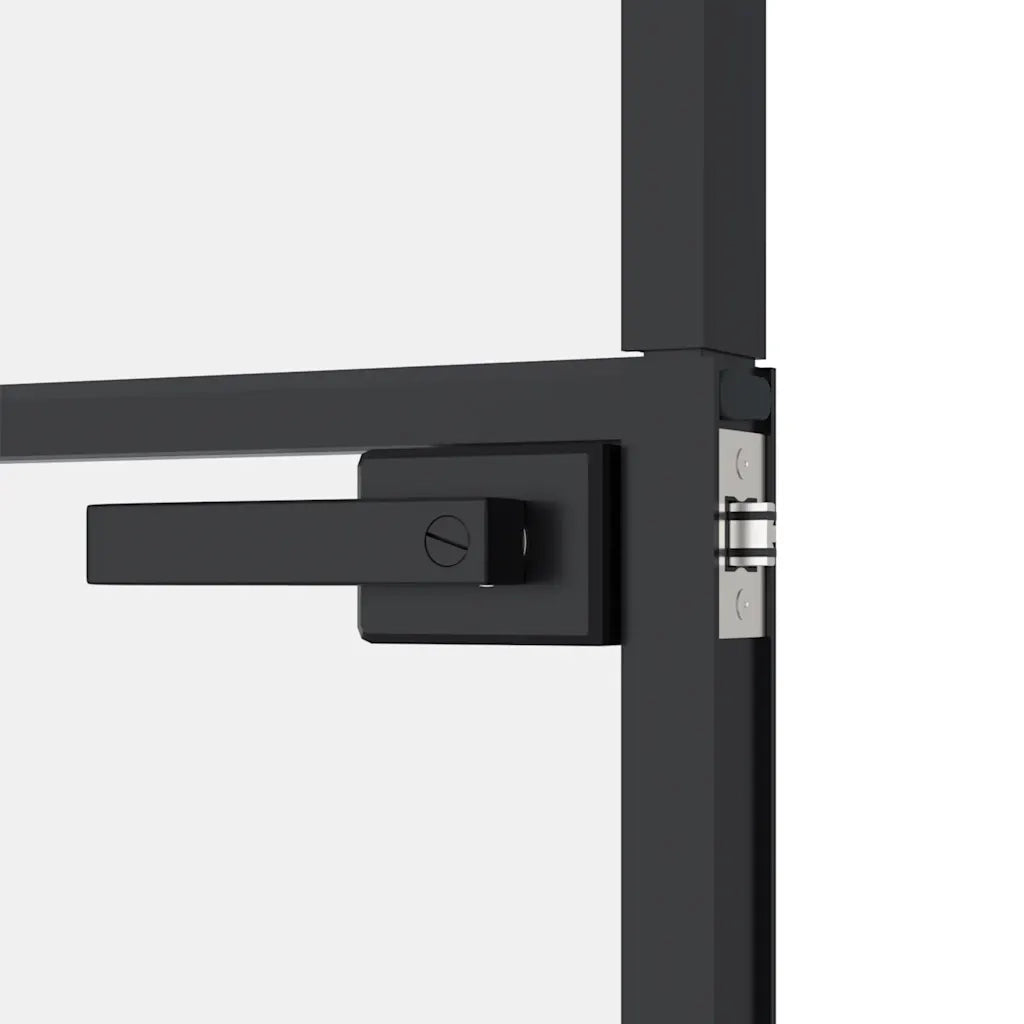 Porta Interna Nera 76x201,5cm Vetro Temperato Alluminio Sottile 153658