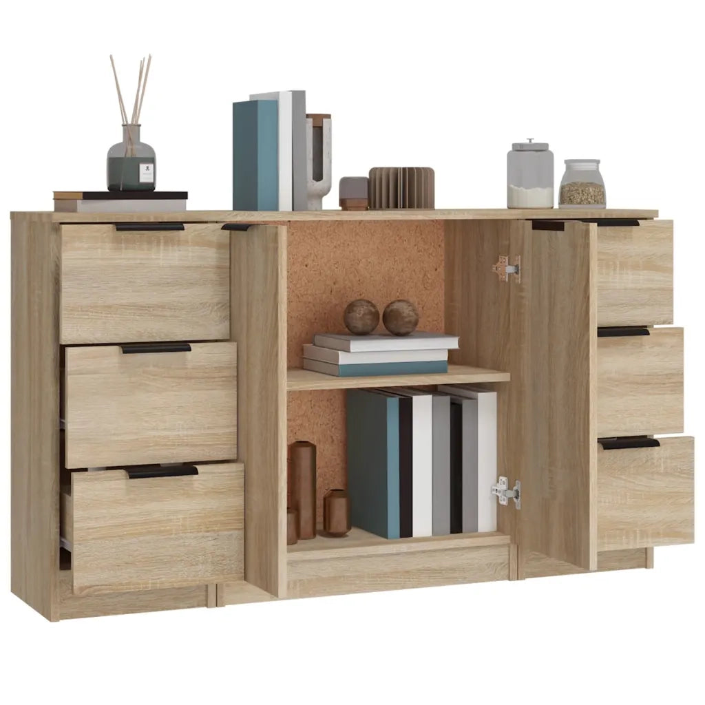Credenze 3 pz Rovere Sonoma in Legno Multistrato