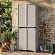 Armadio multiuso da esterno o Allain, Mobile a 1 anta e 3 ripiani in polipropilene, 100% Made in Italy, cm 70x39h172, colore Grigio chiaro