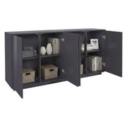 Credenza Aulina, Madia da cucina a 4 ante, Buffet da soggiorno, 100% Made in Italy, cm 180x41h86, Antracite lucido