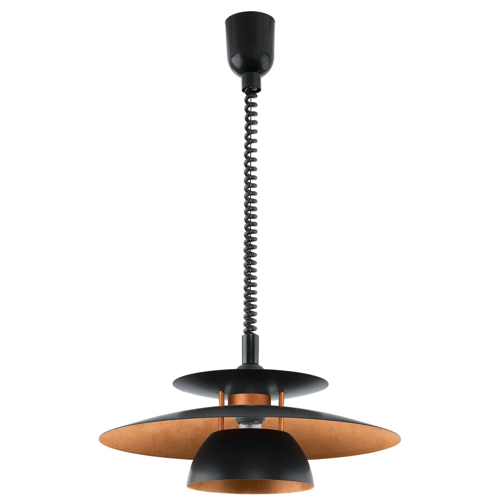 Lampadario A Sospensione Moderno Brenda Policarbonato Nero Rame 1 Luce E27