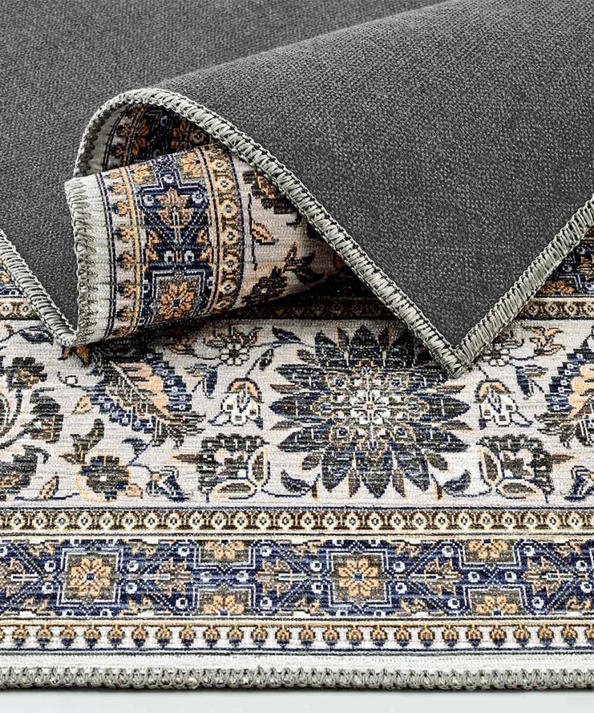 Tappeto arredo casa NAIN 01 blu cm.160x230 riproduzione disegno orientale classico in stile persiano. Tappeto lavabile e antiscivolo per salotto, soggiorno, camera da letto.
