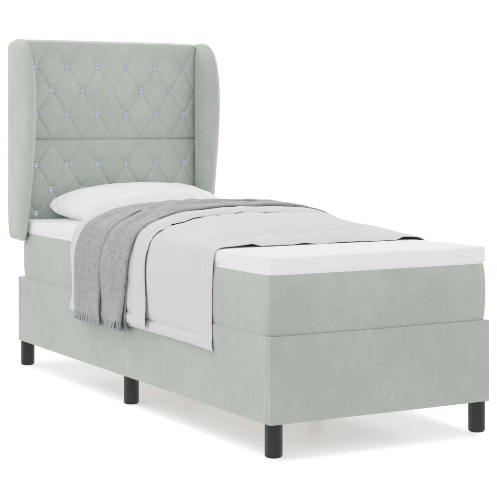 Letto con Box Spring e Materasso Grigio Chiaro 80x200 cm Velluto