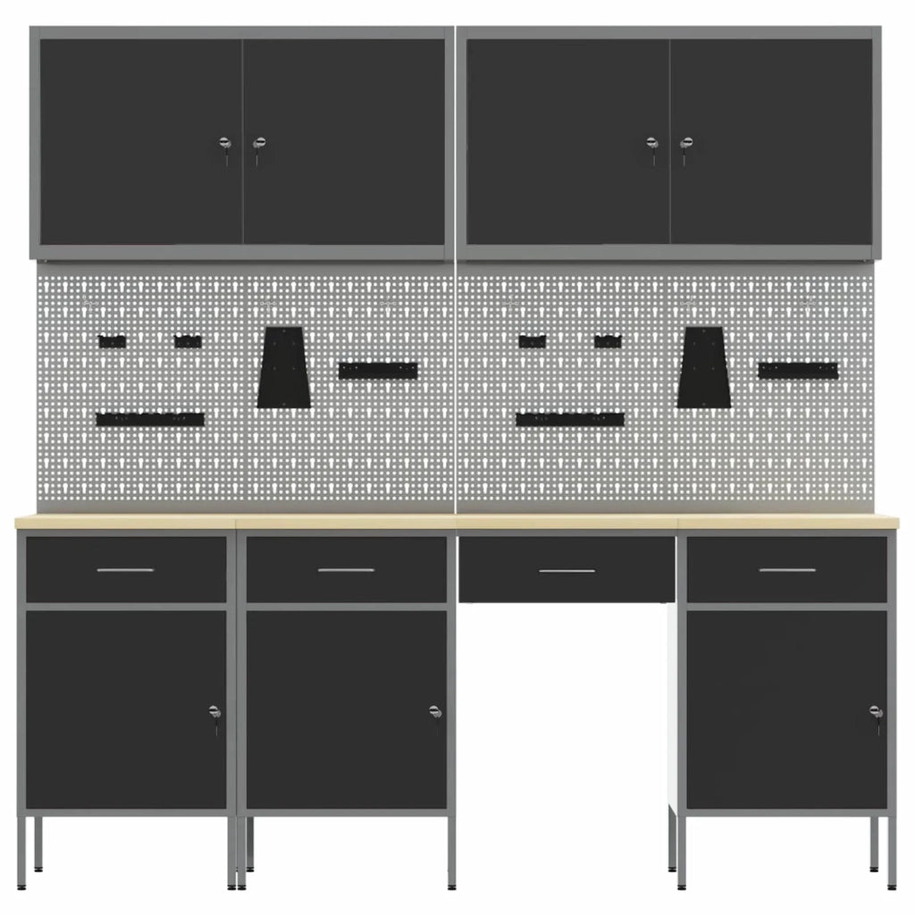 Mobile da lavoro 10 pcs Nero Legno ingegnerizzato e acciaio 3321470