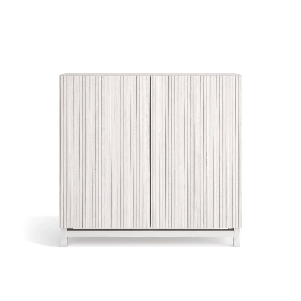 Scarpiera Herdasa effetto bianco ante stampa doghe bianche 90x90x27cm