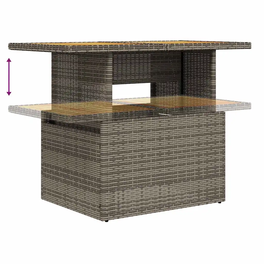 Set Divano da Giardino 9 pz con Cuscini Grigio in Polyrattan