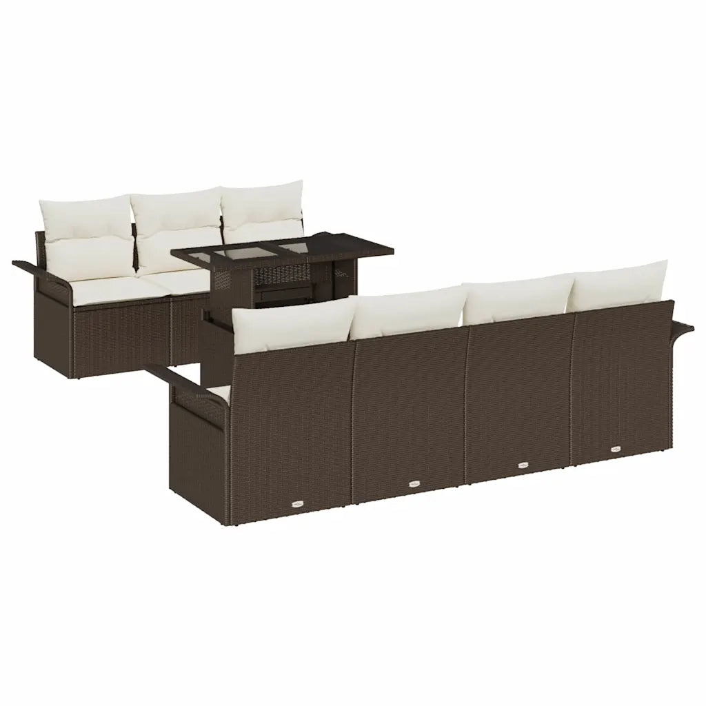 Set Divano da Giardino con cuscino 8 pcs Marrone Poly Rattan 3356961