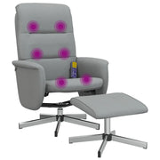 Poltrona | Sedia Relax Reclinante Massaggio Poggiapiedi Grigio Chiaro Tessuto