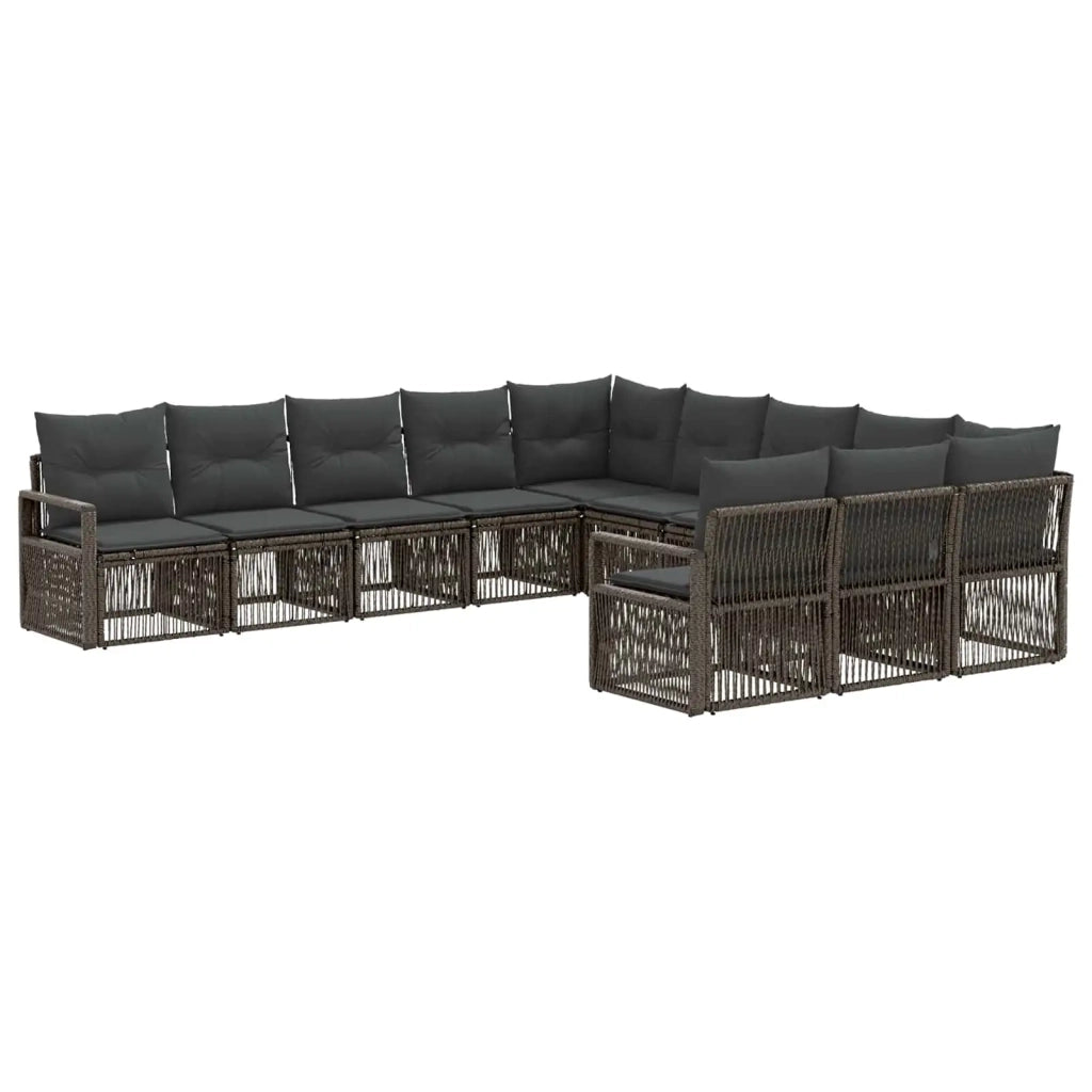 Set Divano da Giardino 11 pcs Grigio polyrattan 3435851