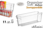 Contenitore Organizer Sovrapponibile Trasparente 11 x 32 x 10 cm Gicos