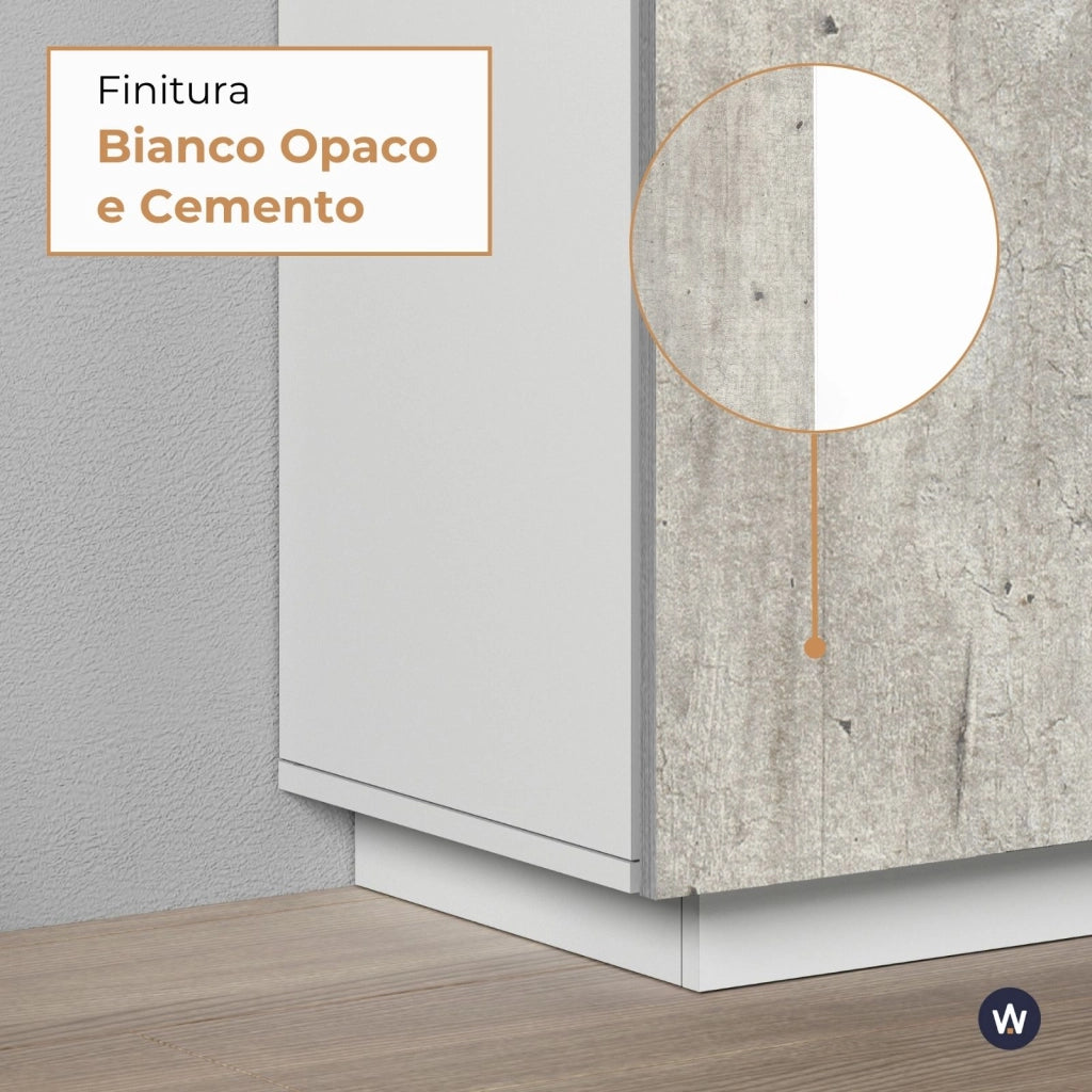 WHOUS Armadio multiuso Easy a 2 ante bianco opaco e cemento 79,20x38x166 cm
