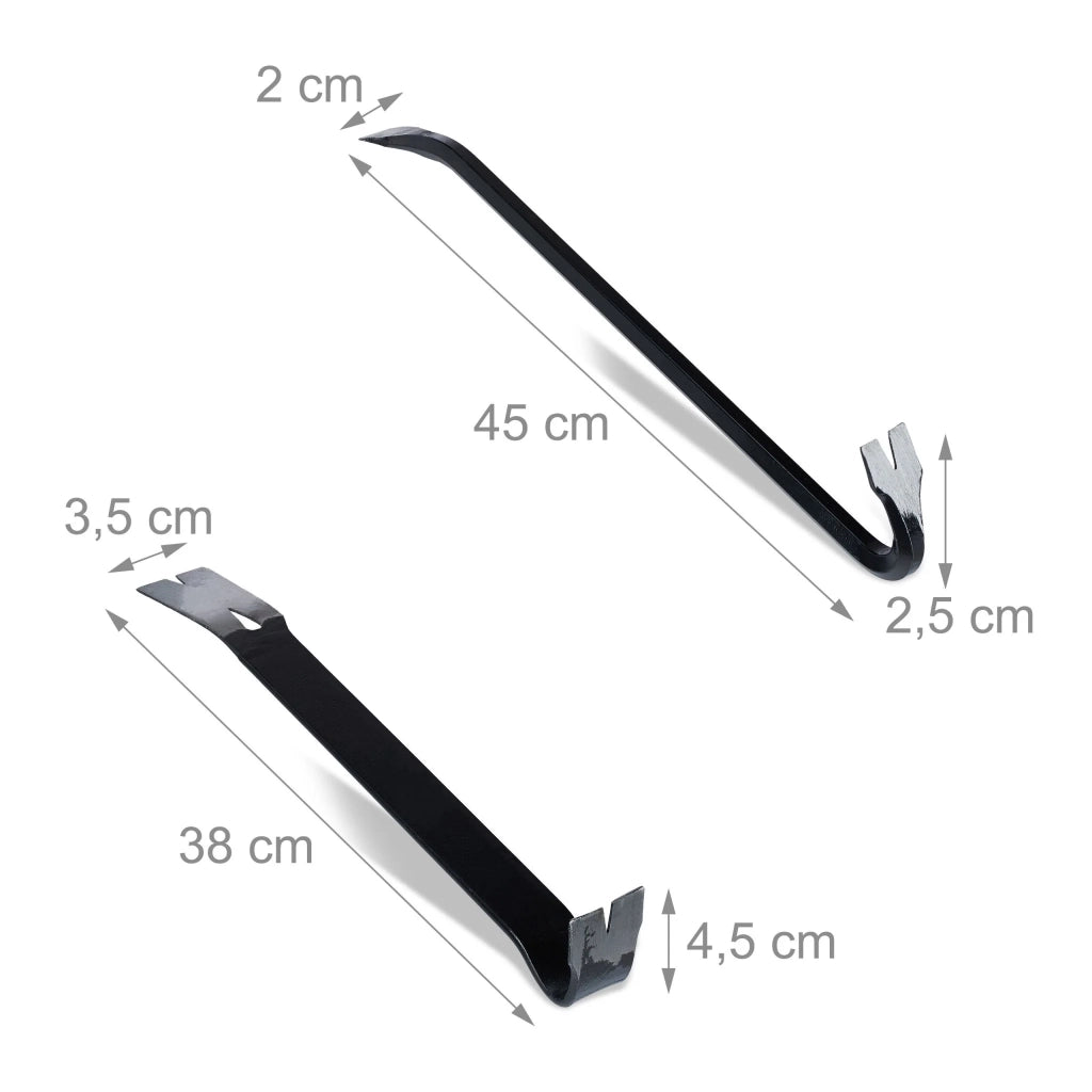 Set di 2 piedi di porco strumenti di demolizione multiuso 100 x 5 x 5 cm in acciaio temprato grigio 13_0017938