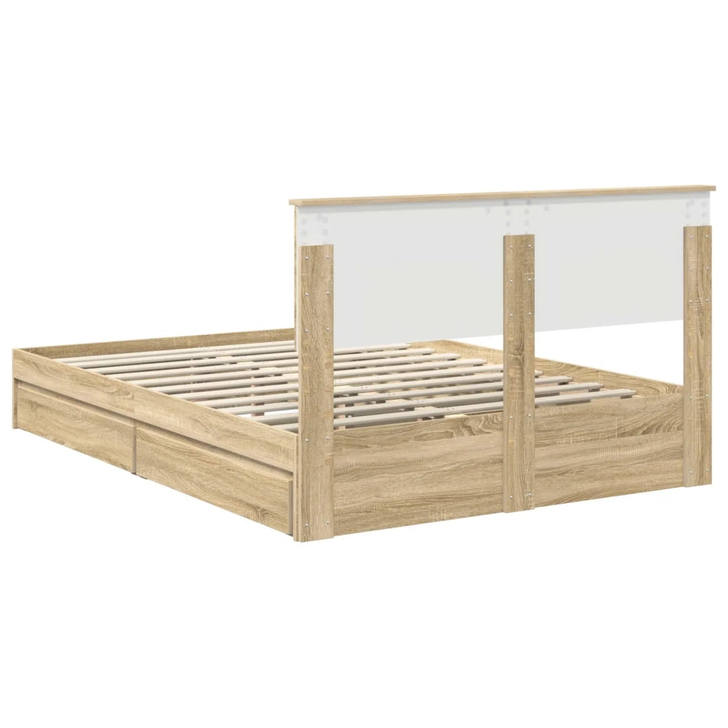 Letto con Contenitore con testiera Rovere Sonoma 135 x 190 cm