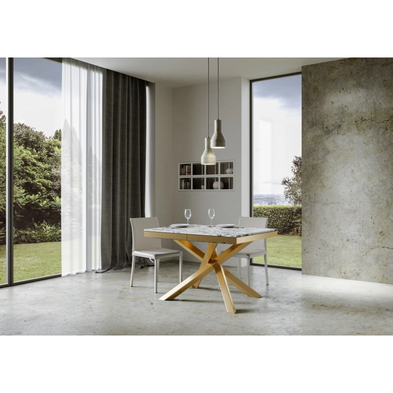Tavolo allungabile 90x120/224 cm Volantis Evolution telaio Oro - Noce