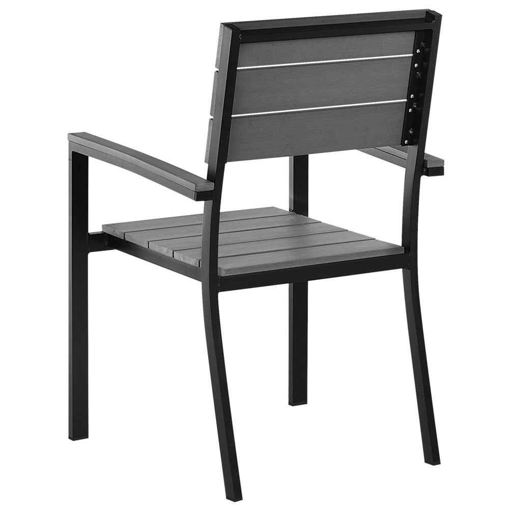 Set di 6 sedie da giardino in alluminio grigio e Nero resistenti agli agenti atmosferici