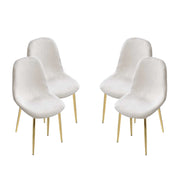 SET DA 4 SEDIE IMBOTTITE TEDDY IN TESSUTO BIANCO CON GAMBE ORO 44X48X88 CM