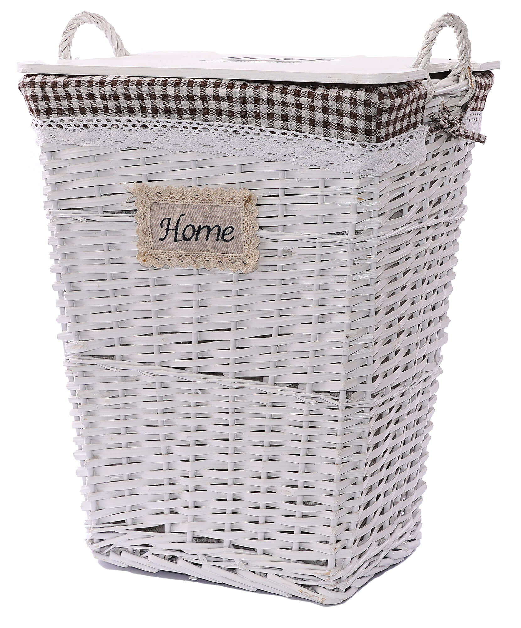 Cesto Portabiancheria 44x34xH56 cm in Vimini Bianco