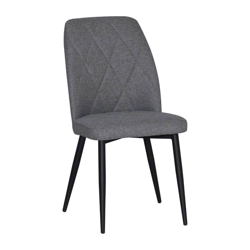Set 4 Sedie Vika in tessuto grigio con trama geometrica e piedi neri - Eleganza e comfort