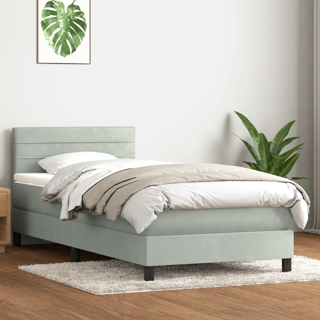 Letto a Molle con Materasso e LED grigio chiaro 90x210 cm Velluto 3316959