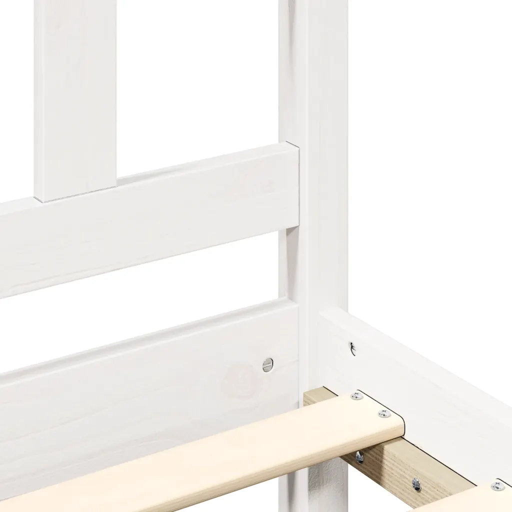 Giroletto con Testiera-Struttura Letto con testiera Bianco Small Double Legno Massello 913322