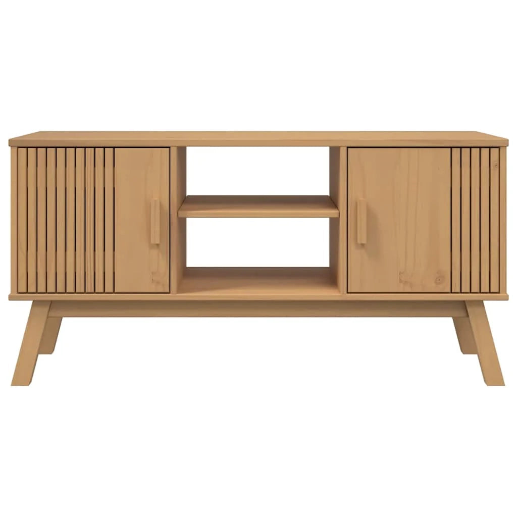 Mobile TV multimediale OLDEN mensola TV credenza sala da pranzo soggiorno camera da letto 114 x 43 x 57 cm legno di pino massello marrone 02_0028241