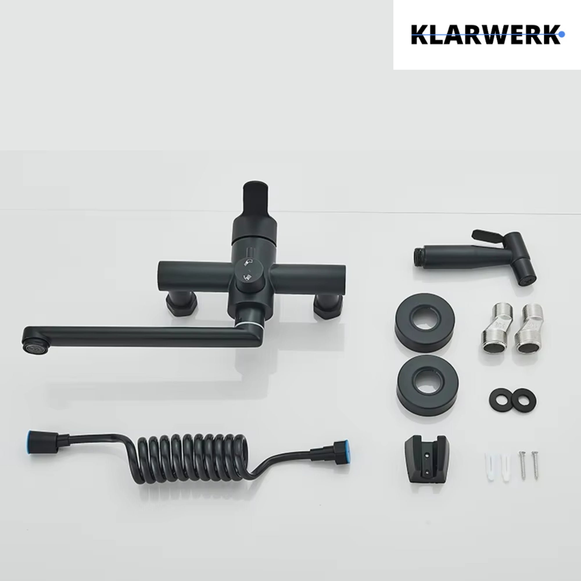 MAX |rubinetto miscelatore gastronomia montaggio a parete nero|rubinetto cucina professionale acciaio inox con doccetta|ristorante parete bocca piatta